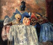 James Ensor Pierrot and Skeleton France oil painting artist